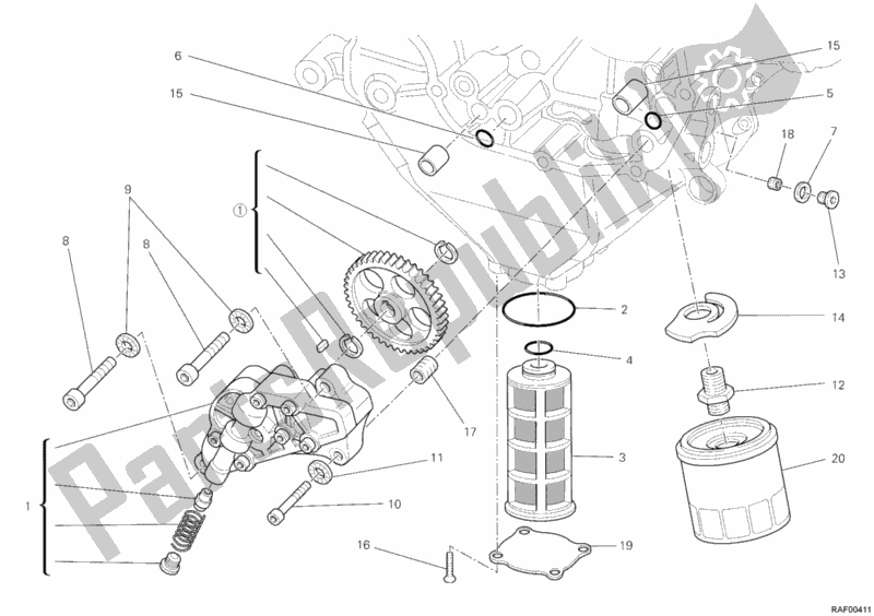 Toutes les pièces pour le Pompe à Huile - Filtre du Ducati Diavel USA 1200 2012